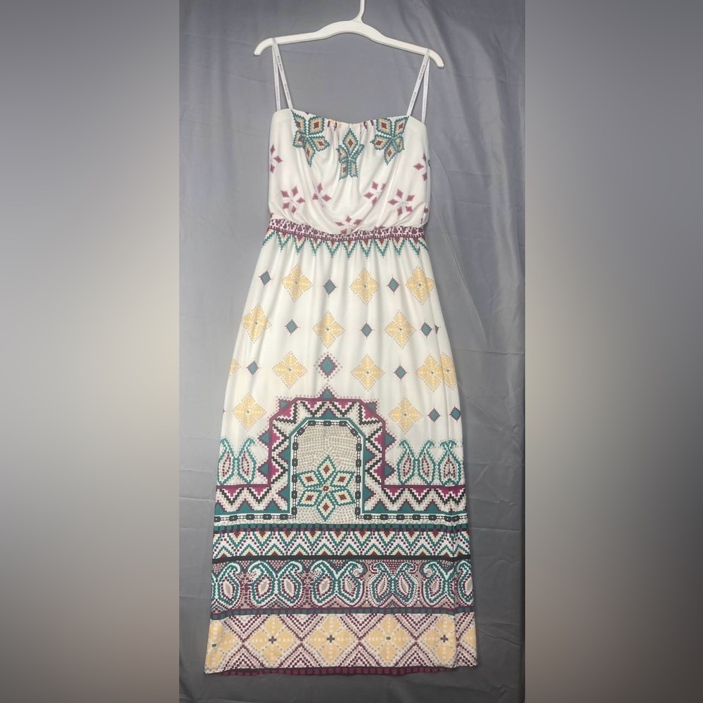 Bisou Bisou Sz 6 Women's‎ Multicolor Sleeveless Bohemian Blouson Maxi Dress